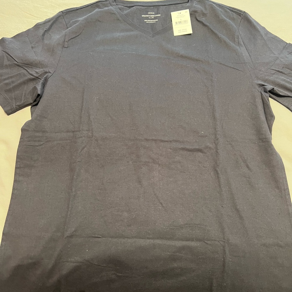 Organic V-Neck T-Shirt Ink Navy